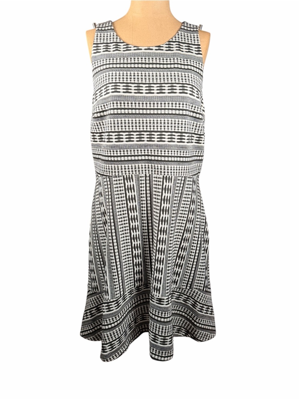 LOFT Black and White Graphic A Line Dress NWT